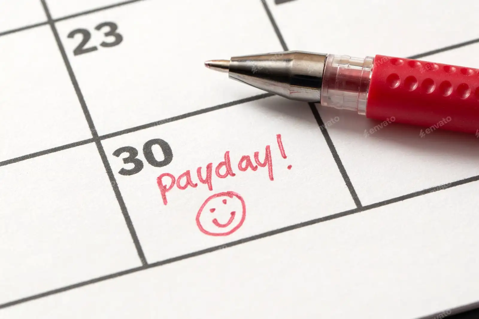 Payday marked on a calendar for payroll services E P Accountants Worcestershire