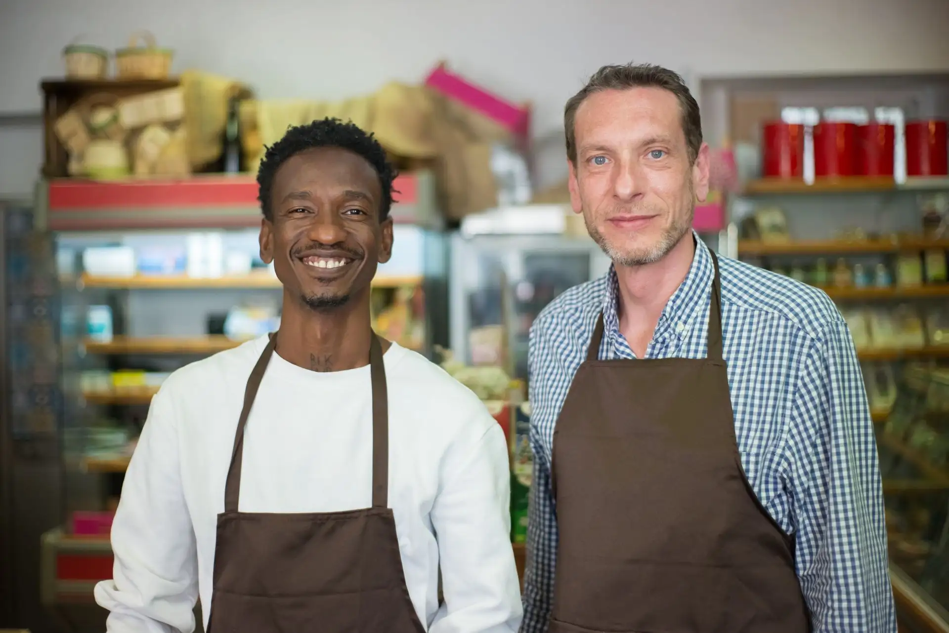 Small business owners in their shop E P Accountants client reviews Worcestershire