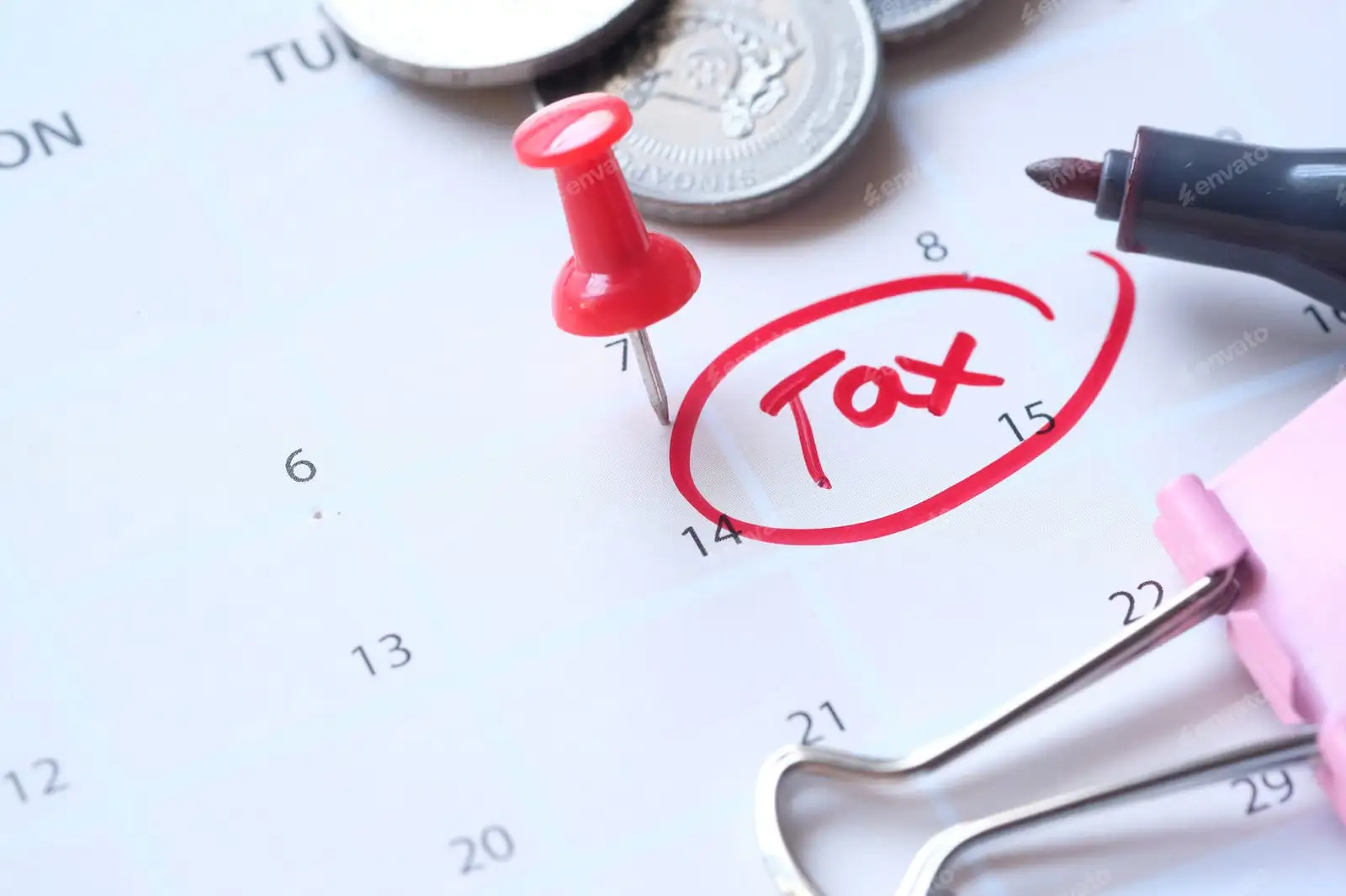Tax deadline circled on a calendar for a corporation tax return E P Accountants Worcester