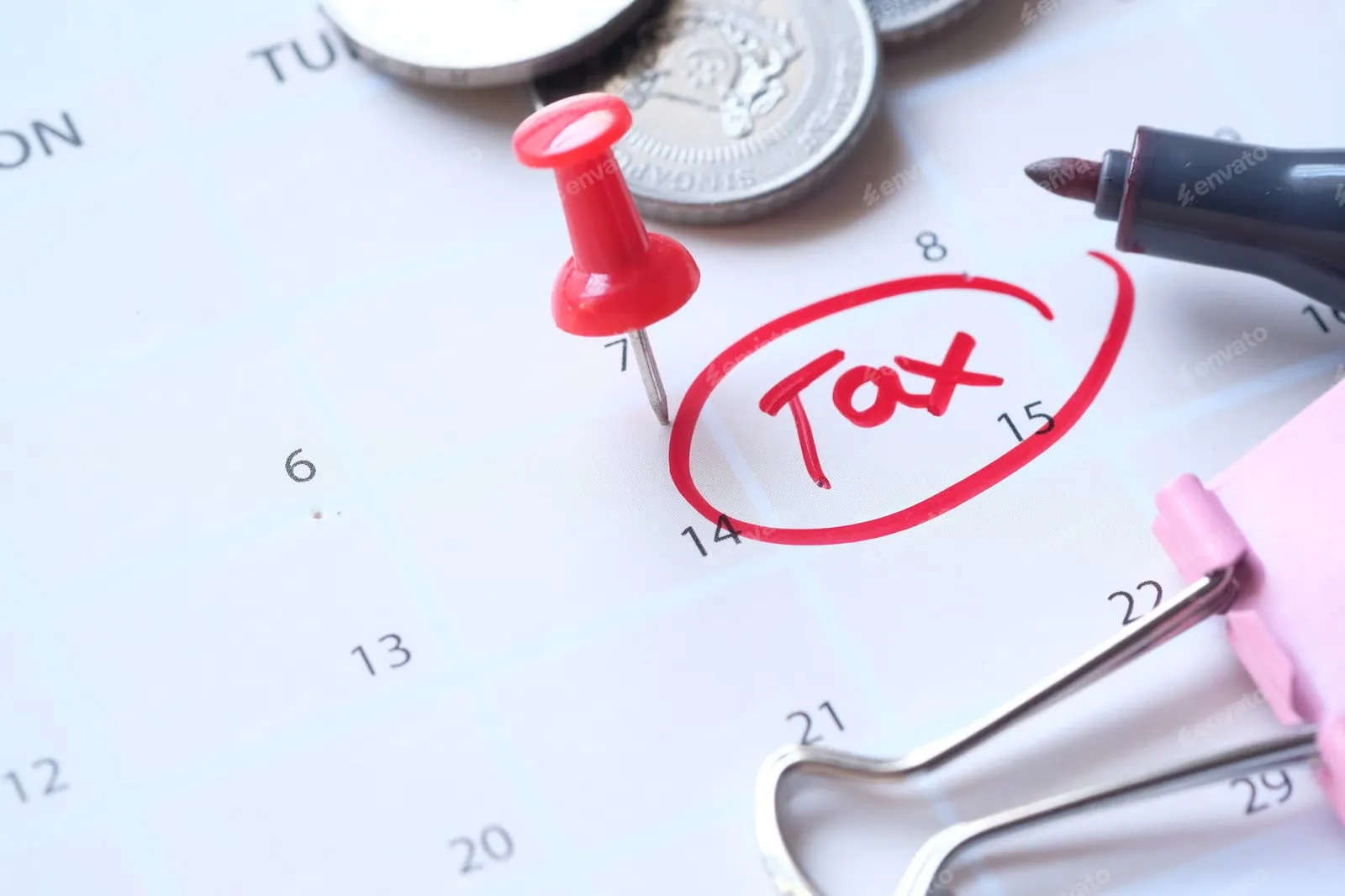 Tax deadline circled on a calendar for a corporation tax return E P Accountants Worcester