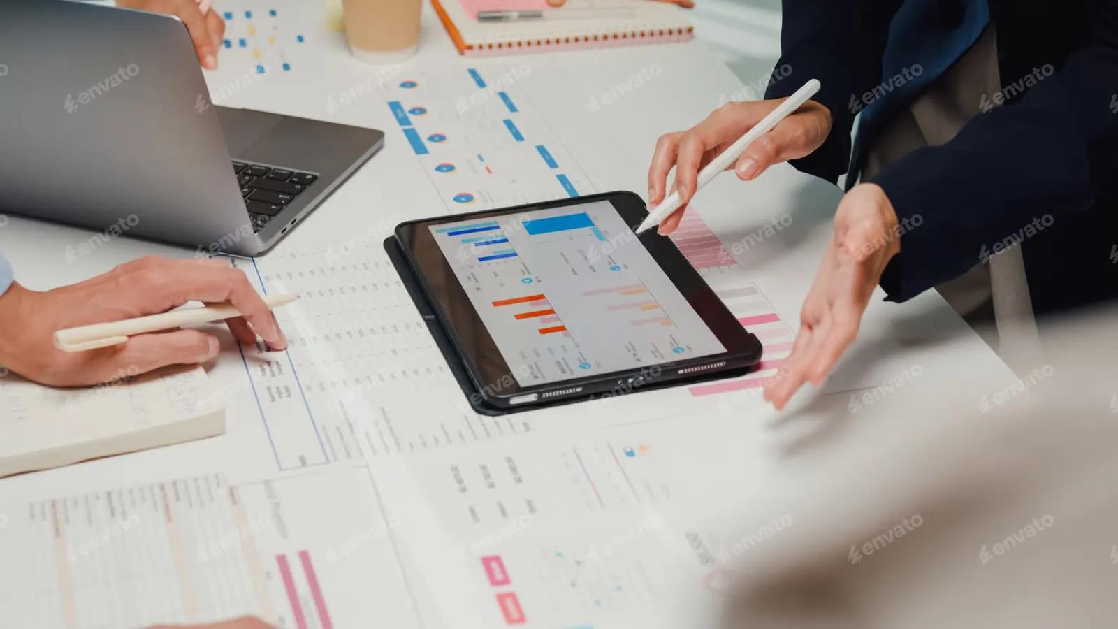 Business figures being reviewed on a tablet E P Accountants Shrawley Worcester